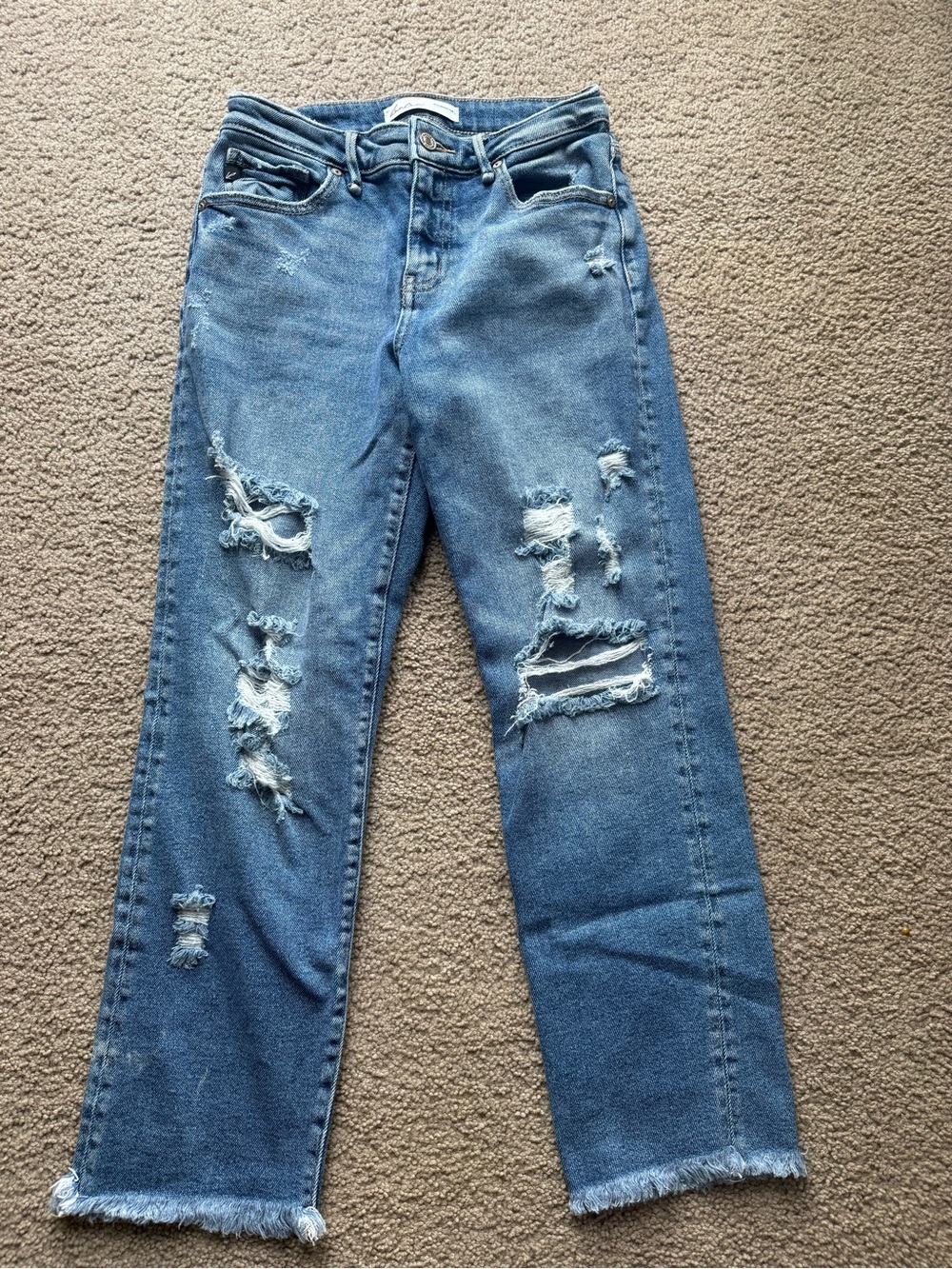 KanCan Light Blue Distressed Straight Leg Jeans